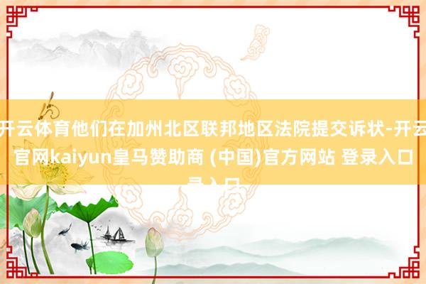 开云体育他们在加州北区联邦地区法院提交诉状-开云官网kaiyun皇马赞助商 (中国)官方网站 登录入口
