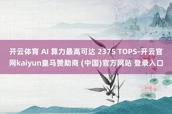 开云体育 AI 算力最高可达 2375 TOPS-开云官网kaiyun皇马赞助商 (中国)官方网站 登录入口